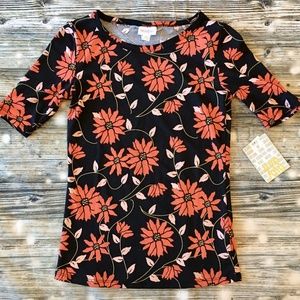LuLaRoe Gigi Top Red Floral Multicolor XXS Black